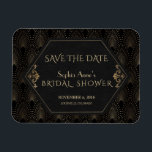 Royal Fleur-de-lis Gold Great Gatsby Vrijgezellenf Magneet<br><div class="desc">Het koninklijke,  Romantische,   kaartontwerp met een Great Gatsby art deco-stijl,  een Roaring-Hollywood uit 1920,  met faux Gold folie Fleur-de-lis-bekleding,  divider en prachtige lettertypen,  op een zwarte gestructureerde achtergrond. Gebruik het gereedschap Personaliseren om je gegevens toe te voegen. Voor meer,  bezoek alsjeblieft mijn Charming Great Gatsby Art Deco Collectie.</div>