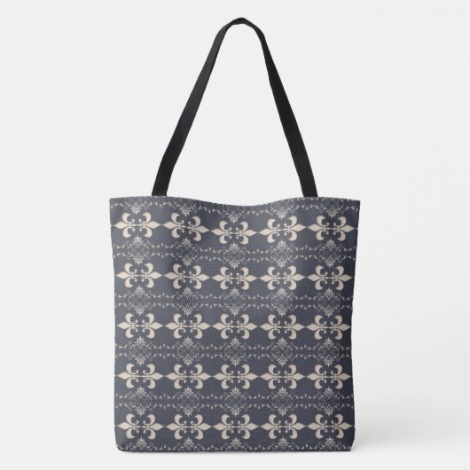 Royal fleur-de-lis-marine patroon.monogram. tote bag (Achterkant)