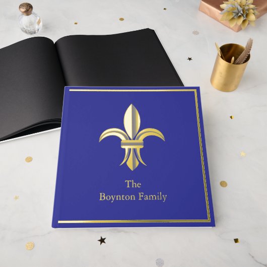 Royal Fleur di Lis foil Scrapbook Photo Album Gastenboek (Voorkant open)