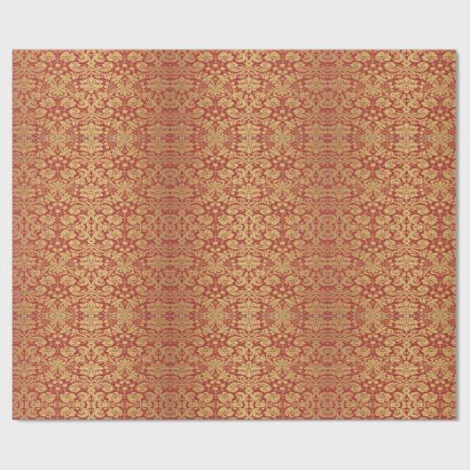 Royal Floral inpakpapier rood en goud (Vlak)