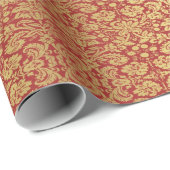 Royal Floral inpakpapier rood en goud (Rol Hoek)