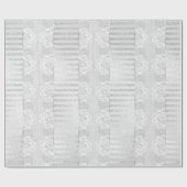 Royal Floral Rozen Silver White Lace Stripes Linen Cadeaupapier (Vlak)