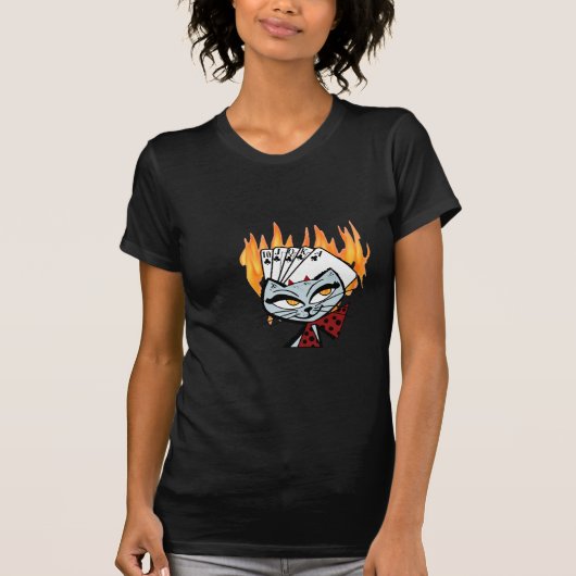 Royal Flush Devil Cat T-Shirt (Voorkant)