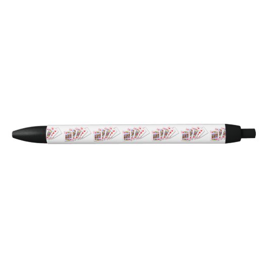 Royal Flush Diamonds Zwarte Inkt Pen (Voorkant)