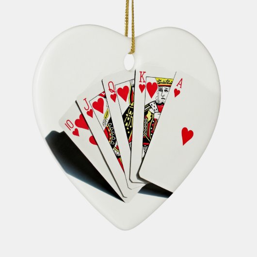Royal Flush Hearts Keramisch Ornament (Rechts)