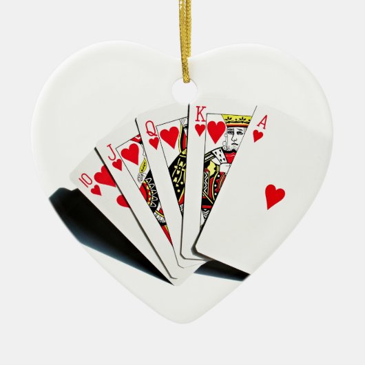 Royal Flush Hearts Keramisch Ornament (Voorkant)