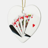 Royal Flush Hearts Keramisch Ornament (Links)