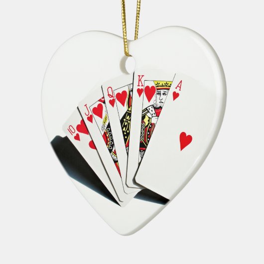 Royal Flush Hearts Keramisch Ornament (Links)