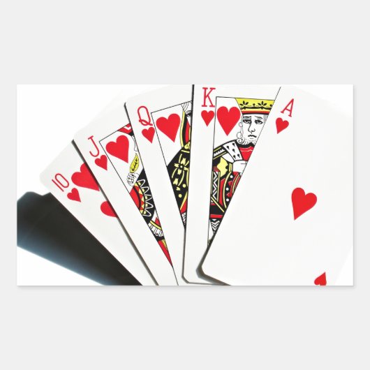 Royal Flush Hearts Rechthoekige Sticker (Voorkant)