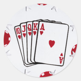 Royal Flush in het hart Ronde Sticker