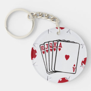 Royal Flush in het hart Sleutelhanger