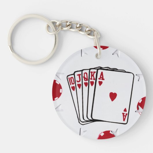 Royal Flush in het hart Sleutelhanger (Voorkant)