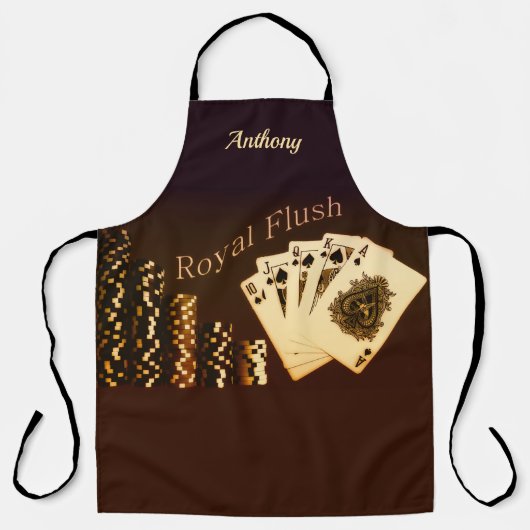 Royal Flush Poker Gepersonaliseerd Apron Schort (Voorkant)