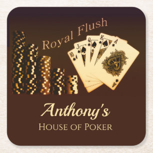 Royal Flush Poker Gepersonaliseerde Drink Coaste Kartonnen Onderzetters