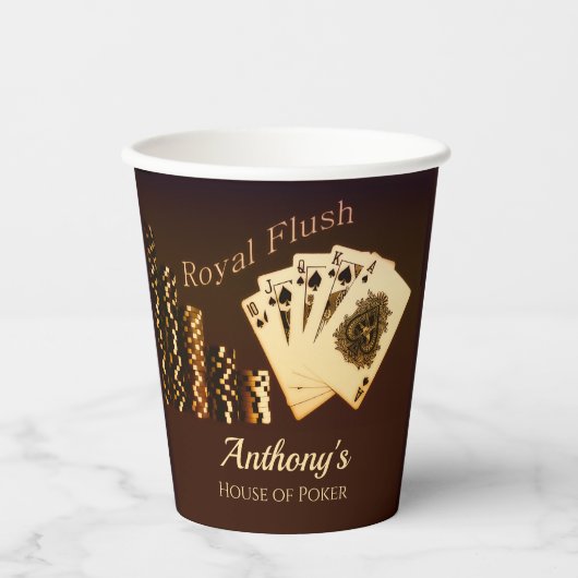Royal Flush Poker Gepersonaliseerde papierbekertje Papieren Bekers (Voorkant)