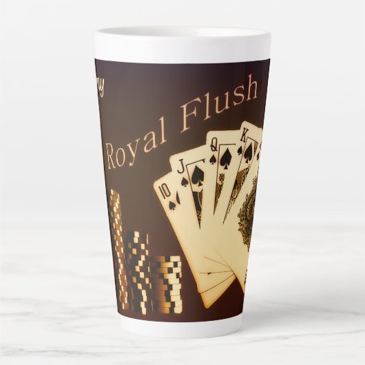 Royal Flush Poker Gepersonaliseerde Tall Mok (Voorkant)