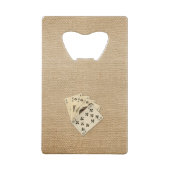Royal Flush Spades on Burlap Background Creditkaart Flessenopener (Achterkant)