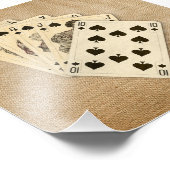 Royal Flush Spades  op Burlap Foto Afdruk (Hoek)