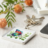 "Royal Flutter: rode en blauwe vlinder Sleutelhang Sleutelhanger (Zijkant)