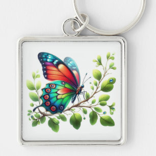 "Royal Flutter: rode en blauwe vlinder Sleutelhang Sleutelhanger