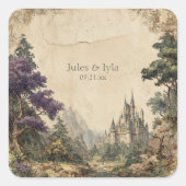 Royal Forest Castle betoverde bruiloft Vierkante Sticker (Voorkant)