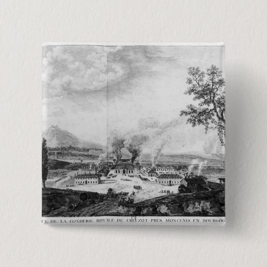 Royal Foundry op Le Creusot in 1787 Vierkante Button 5,1 Cm (Voorkant)
