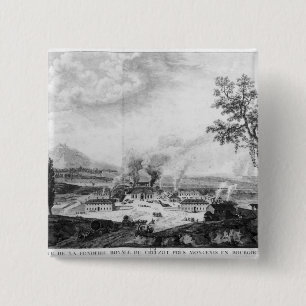 Royal Foundry op Le Creusot in 1787 Vierkante Button 5,1 Cm
