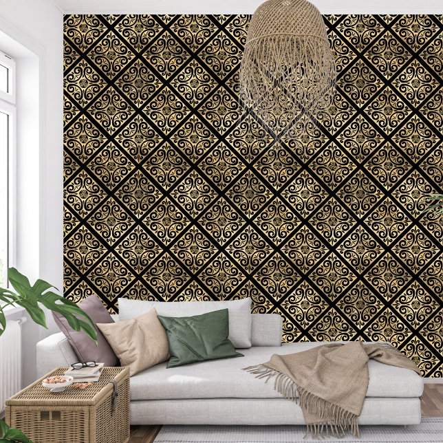 Royal Frans zwart en gouden behang (royal french black and gold wallpaper)