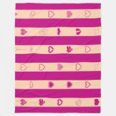 Royal Fuchsia Stripes Modern Heart Pattern Fleece Deken (Voorkant)