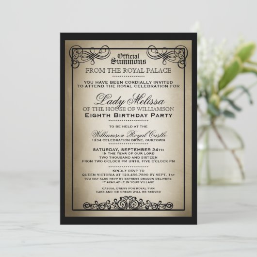 Royal Gala Birthday Party Kaart (Staand voorkant)