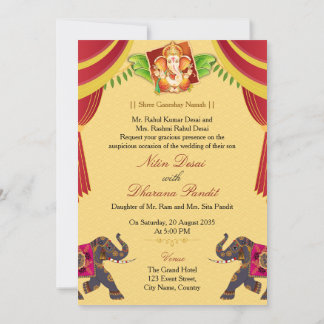 Royal Ganesha Indian Hindu Wedding Invitation Kaart