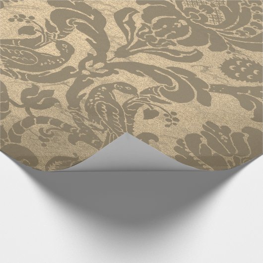 Royal Garden Damask Sepia Gold Ivory  Cadeaupapier (Hoek)