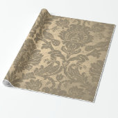 Royal Garden Damask Sepia Gold Ivory  Cadeaupapier (Uitgerold)
