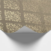 Royal Garden Floral Sepia Gold Faux Damask Cadeaupapier (Hoek)
