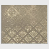 Royal Garden Floral Sepia Gold Faux Damask Cadeaupapier (Vlak)