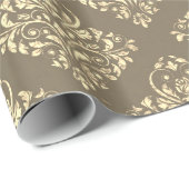 Royal Garden Floral Sepia Gold Faux Damask Cadeaupapier (Rol Hoek)