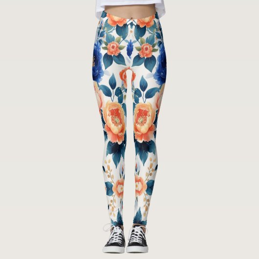Royal Garden Glow Floral Design Leggings (Voorkant)