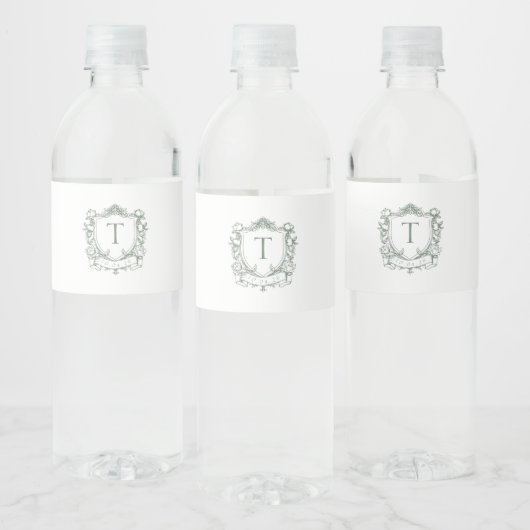 Royal Garden Monogram Crest Waterfles Etiket (Flessen)