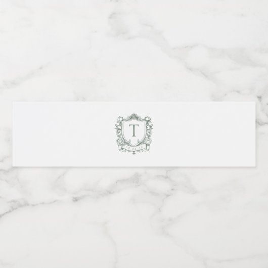 Royal Garden Monogram Crest Waterfles Etiket (Enkel label)