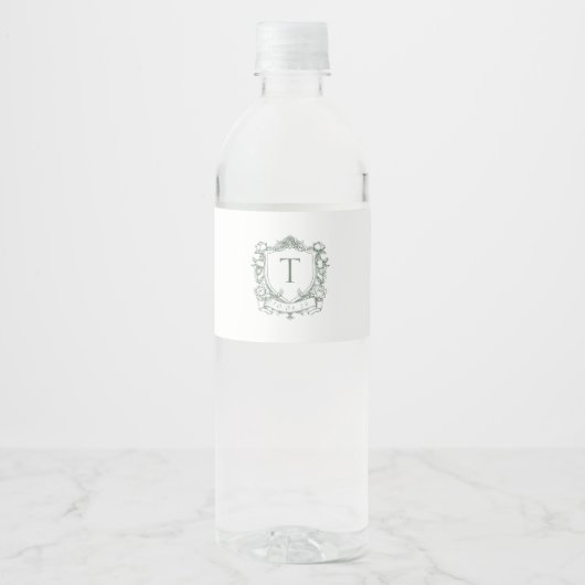 Royal Garden Monogram Crest Waterfles Etiket (Voorkant)