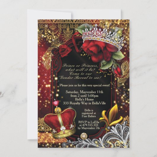 Royal Gender Reveal Douche Prins of Prinses Invi Kaart (Voorkant)