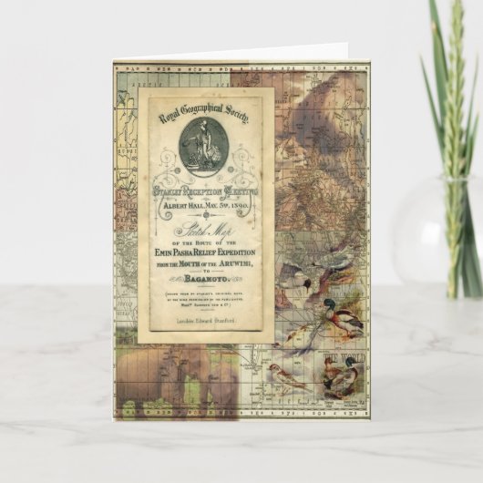 Royal Geographical Society Collage Wenskaart Kaart (Voorkant)