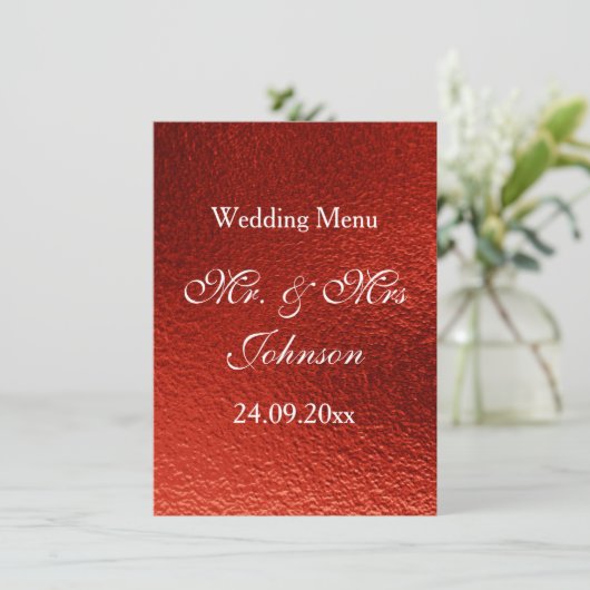 Royal gepersonaliseerd rood glanzend menu (Staand voorkant)