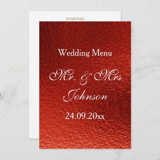 Royal gepersonaliseerd rood glanzend menu (Voorkant / Achterkant)