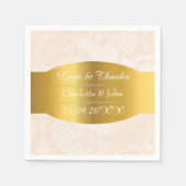 Royal gepersonaliseerde gouden pastel kant bruilof servetten (Voorkant)