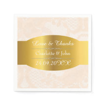 Royal gepersonaliseerde gouden pastel kant bruilof