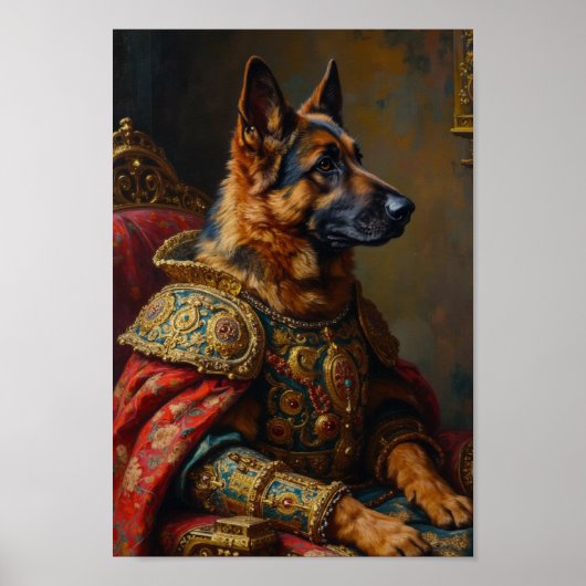 Royal German Shepherd Portrait Poster (Voorkant)