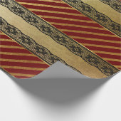 Royal Glam Golden Red Burgundy Lace Vip Cadeaupapier (Hoek)