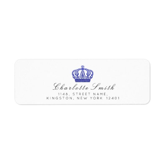 Royal Glitter RSVP Kroonprinses Wit Kobalt Blu Etiket (Voorkant)