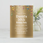Royal Gold 50th Birthday Party Kaart (Staand voorkant)